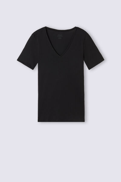 Maglia Manica Corta con Scollo a V in Cotone Ultrafresh