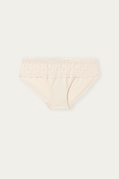 Culotte haute en dentelle et coton