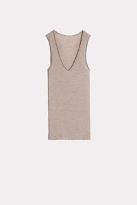 Silk and Wool Vest Top with Satin-Detail V-Neck
