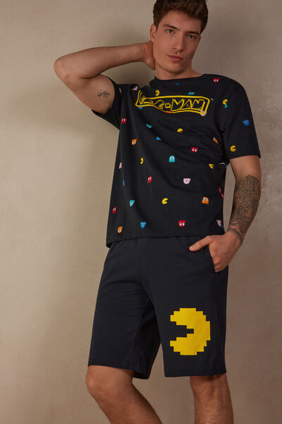 Kort pyjamas i bomull med Pac Man