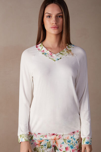 Botanical Lyrics Long-Sleeved Modal Top