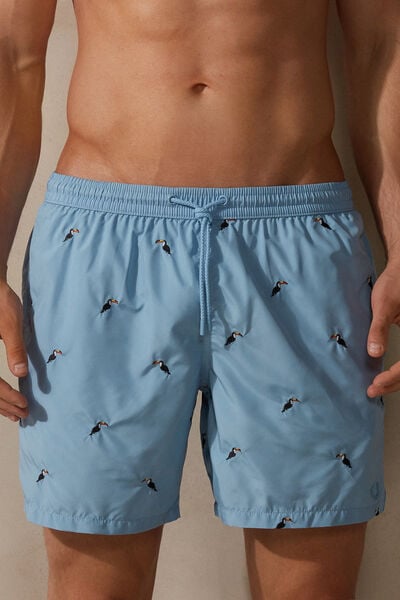 Toucan-Embroidered Swim Shorts