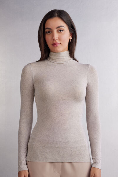 Maglia in Modal Ultralight con Cashmere Collo Alto