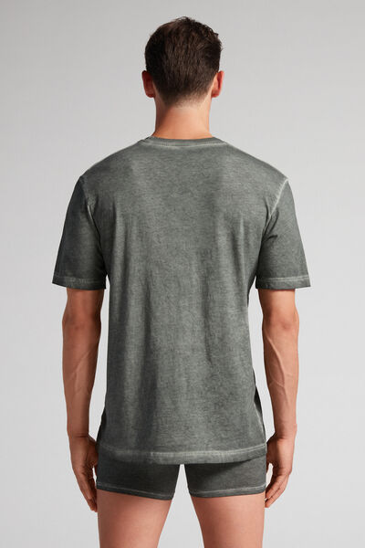T-shirt manches courtes en coton OIL WASHED