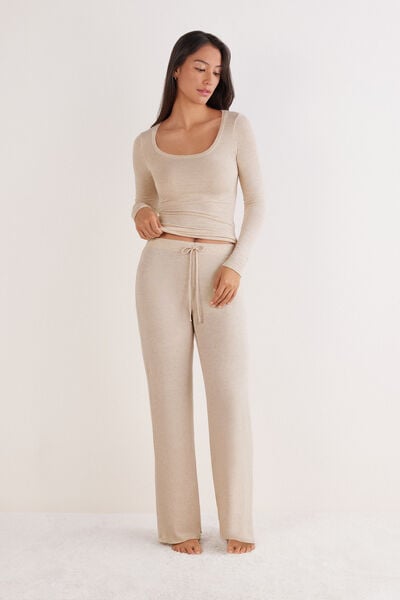 Modal and Cashmere Light Blend Palazzo Pants