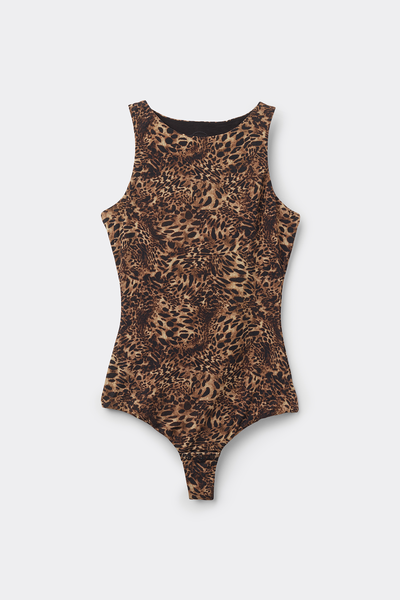 Body de Tirantes Anchos en Fresh Bamboo con Estampado Animal Always Glamorous