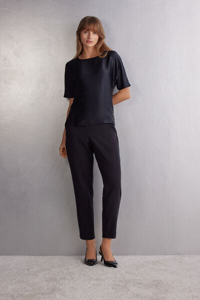 T-shirt manches courtes en soie et modal