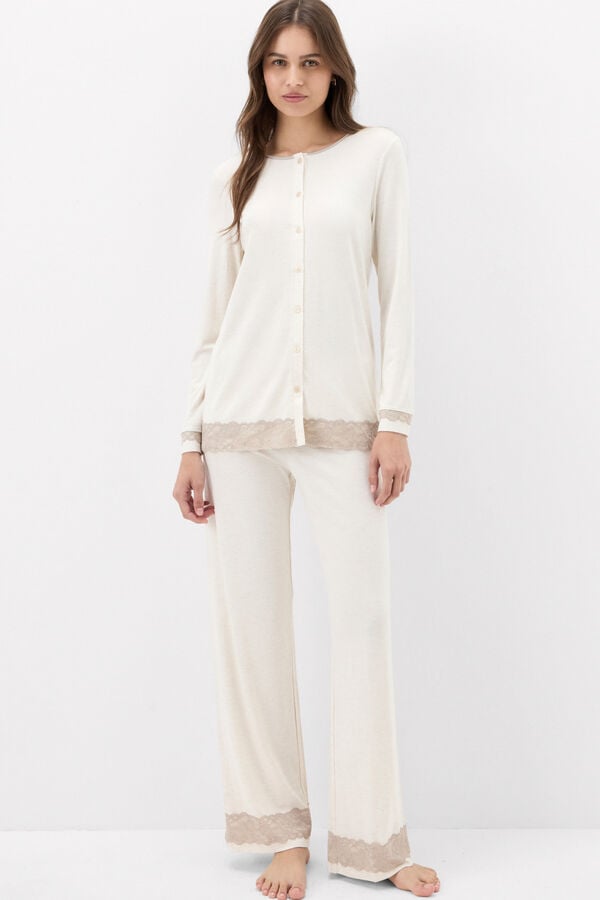 Long Button-Up Modal and Lace Pyjamas