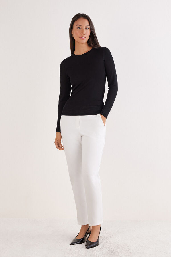 Maglia Manica Lunga Girocollo 100% Lana Merino