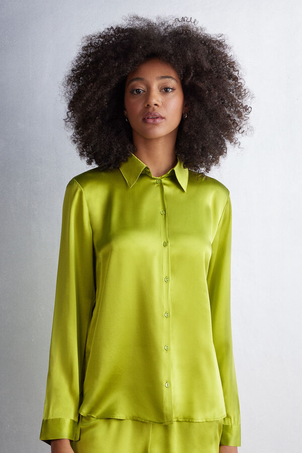 Long-Sleeved Silk Top