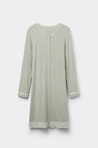 Button-Front Nightdress with Lace Detail