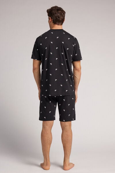 Short Cotton Pyjamas with Shark Print