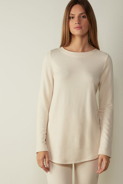 Long Sleeve Top in Plush Modal with Cashmere