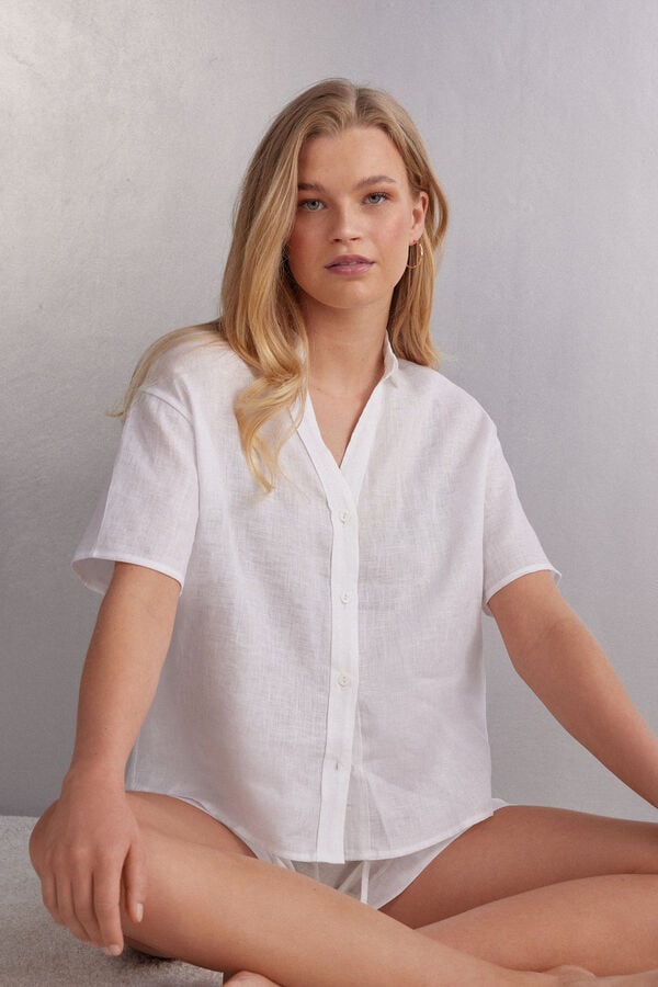 Short Sleeve Linen Cloth Shirt
