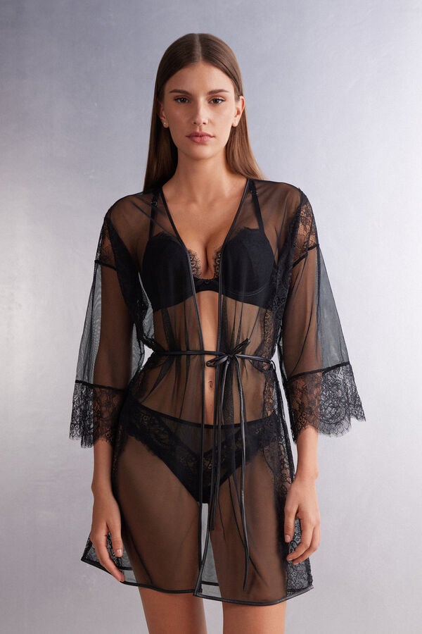 Iconic Beauty Mesh and Lace Robe