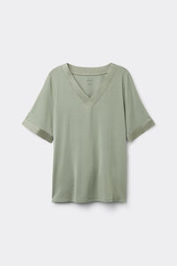 Satin Details Short-Sleeved Modal Top