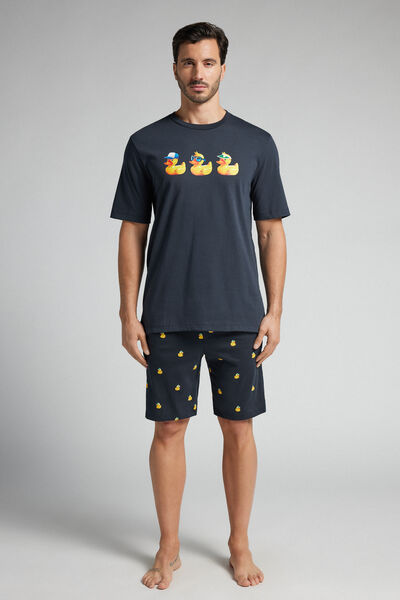 Short Duck-Print Cotton Pyjamas