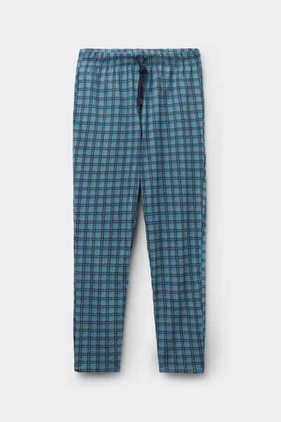 Pantalon de pyjama en coton &agrave; carreaux bleu clair