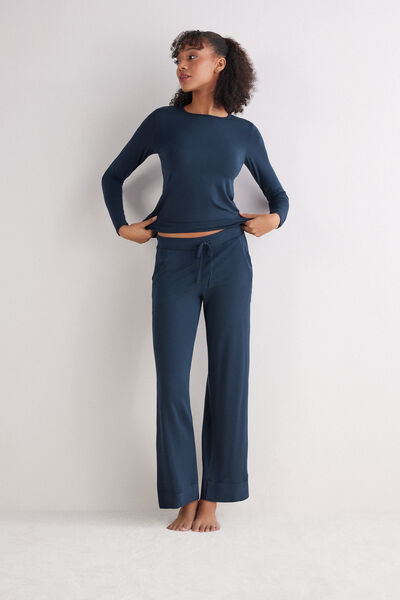 Pantalon long palazzo en modal