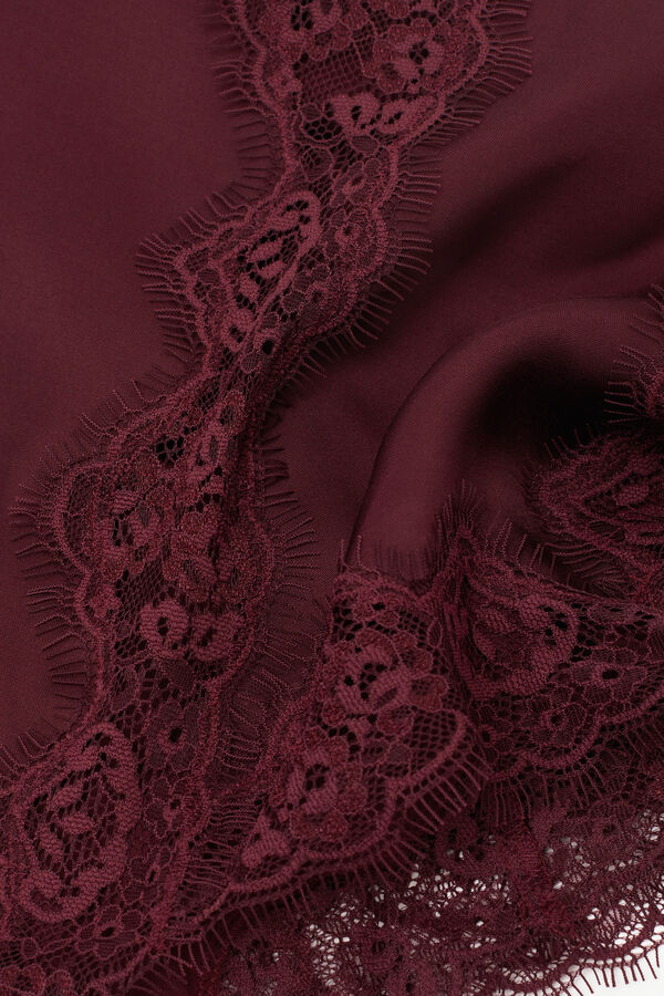 Nuisette asym&eacute;trique en viscose avec dentelle