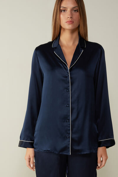 Mannish-Cut Jacket in Silk Satin