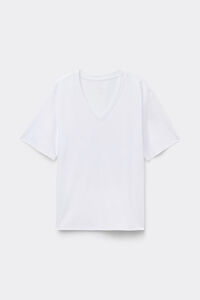 Short-Sleeved V-Neck Top in Elevated Cotton