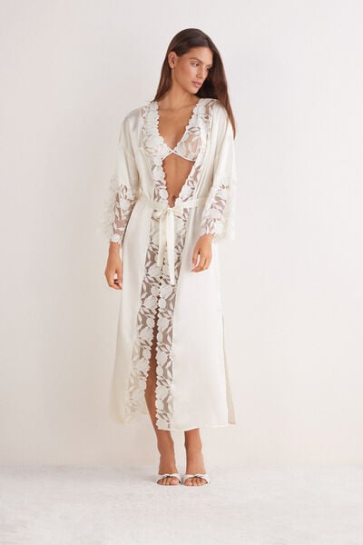 All About Flowers Long Silk Dressing Gown