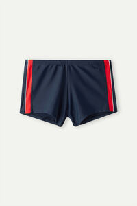 Anliegende Boxer-Badehose mit Seitenstreifen