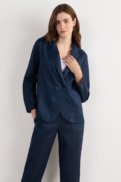 Veste croisée en toile de lin