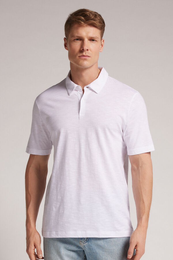 Short-Sleeved Slub Cotton Polo Shirt