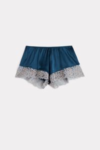 Silk Shorts with Embroidered Inserts