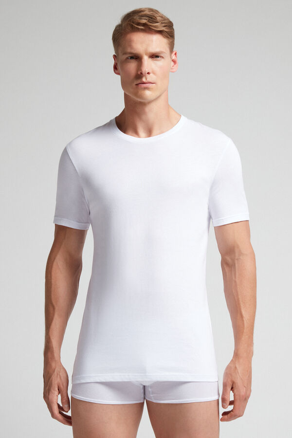 T-Shirt à Manches Courtes et Col Rond en Coton Supima®