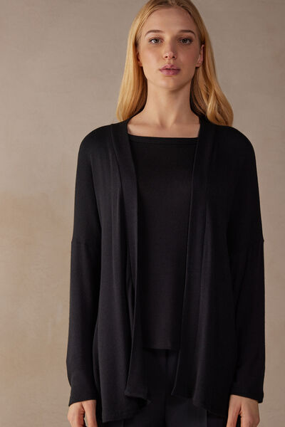 Cardigan Aperto in Modal Ultrasoft con Cashmere