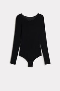 Long-Sleeve Bodysuit in Modal and Cashmere