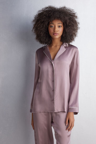 Mannish-Cut Jacket in Silk Satin