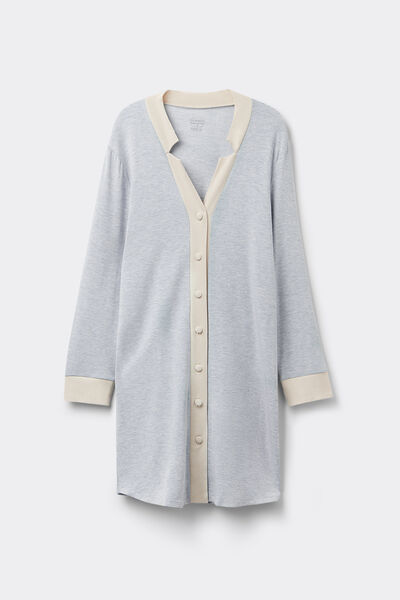 Camicia da Notte Aperta Davanti in Modal con Lana Cold Winter Night