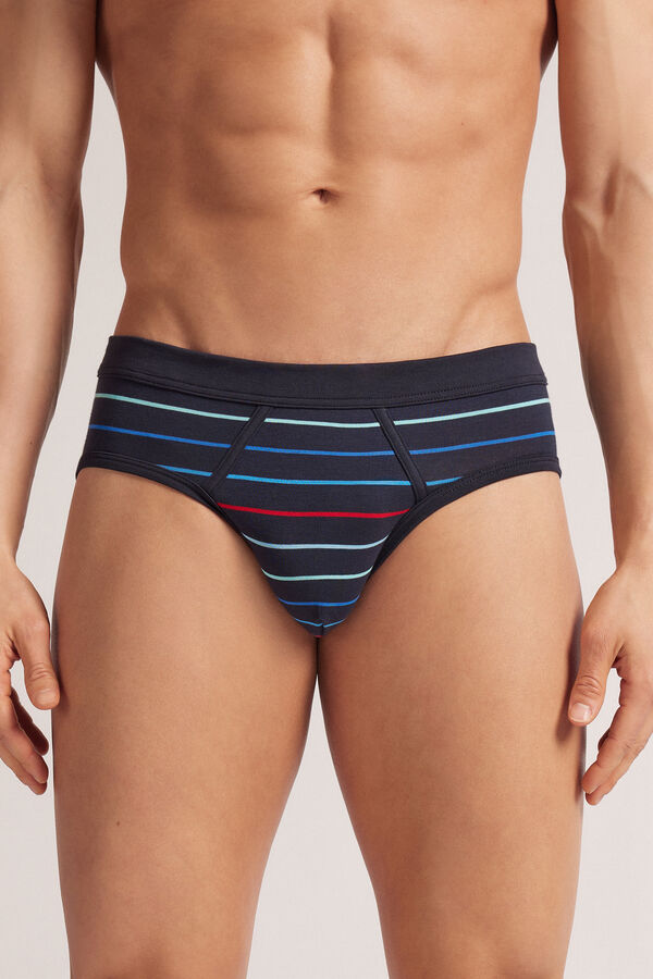 Superior Cotton Briefs with Multicoloured Striped Print