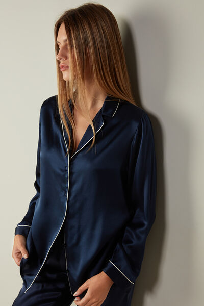 Mannish-Cut Jacket in Silk Satin