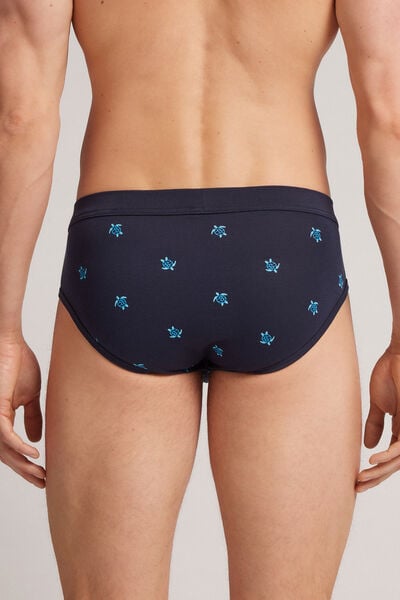 Natural Fresh Cotton Briefs with Turtle Print