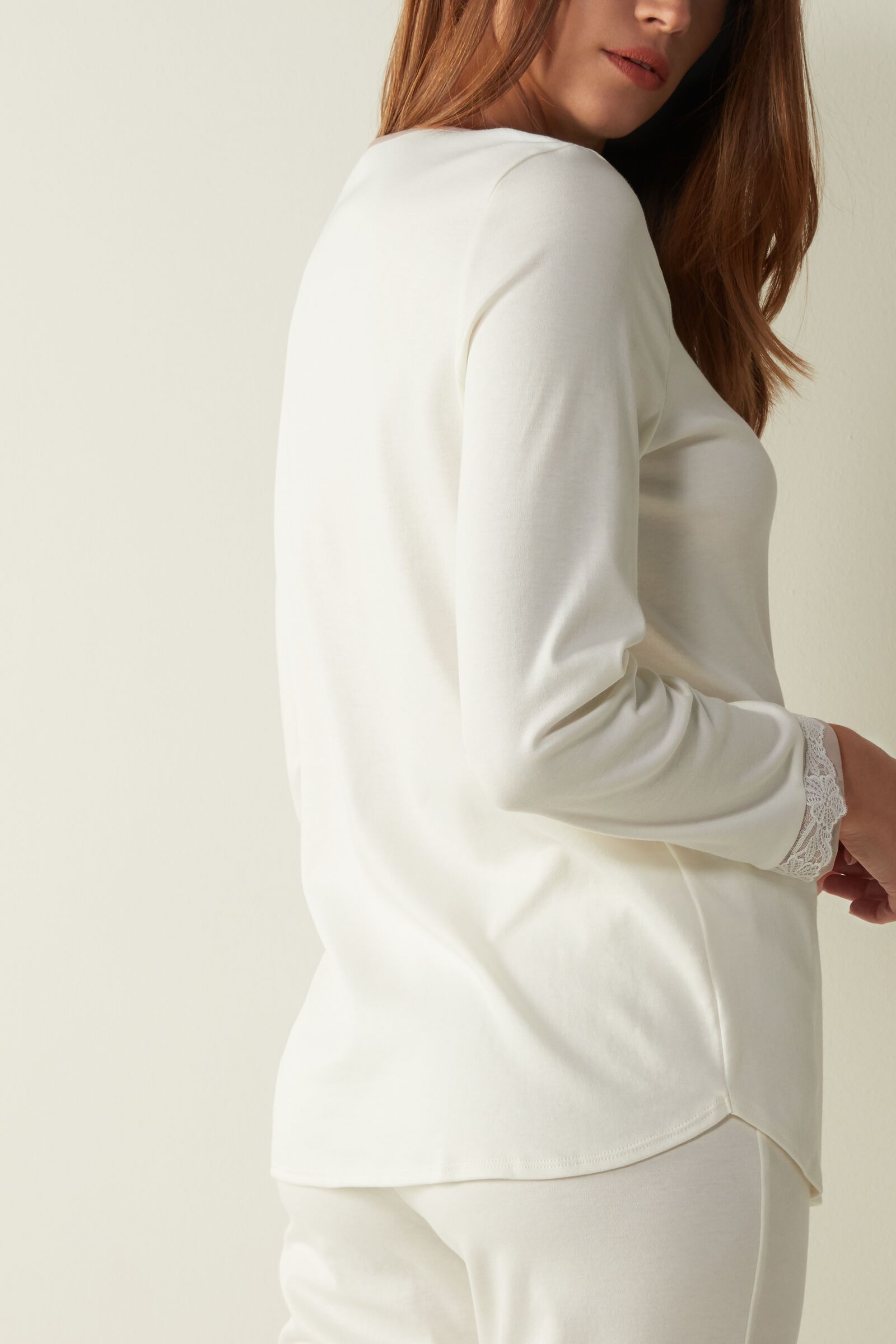 Lands' End T-shirt Donna A Maniche Lunghe Girocollo In Cotone Supima – Vestibilità Comoda, Morbida E Traspirante