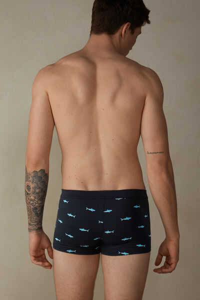 Boxershorts mit Haifischprint aus elastischer Supima® Baumwolle
