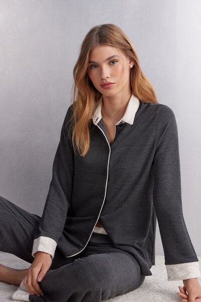 Baby It's Cold Outside Modal with Wool Button-Down Top