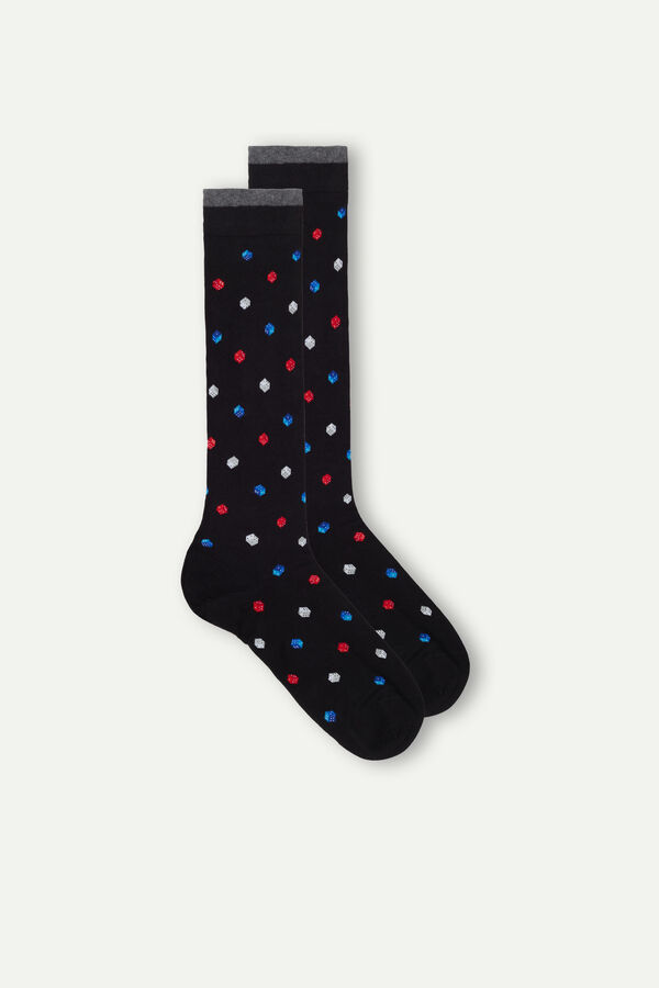 Long Warm Cotton Socks With Dice Pattern