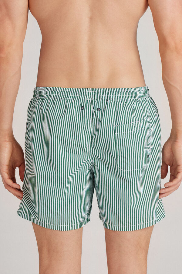 Boxer de bain imprimé rayé vert