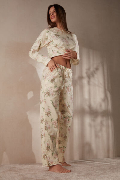 Scent of Roses Full-Length Plain-Weave Cotton Trousers
