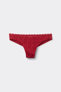 Tanga femme en dentelle et microfibre