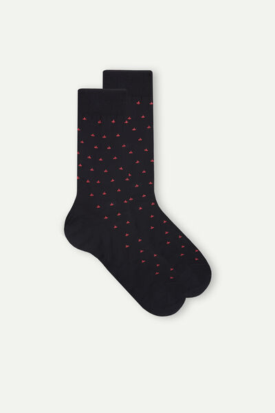 Men’s Short Socks in Patterned Lisle Cotton