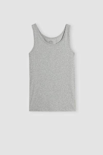 Round Neck Tank Top in Stretch Superior Cotton