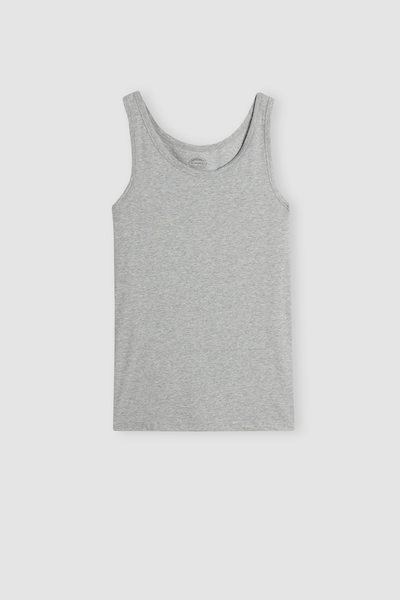 Round-Neck Vest Top in Stretch Superior Cotton