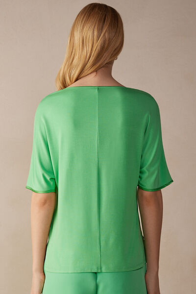 Short-Sleeved Silk and Modal Top